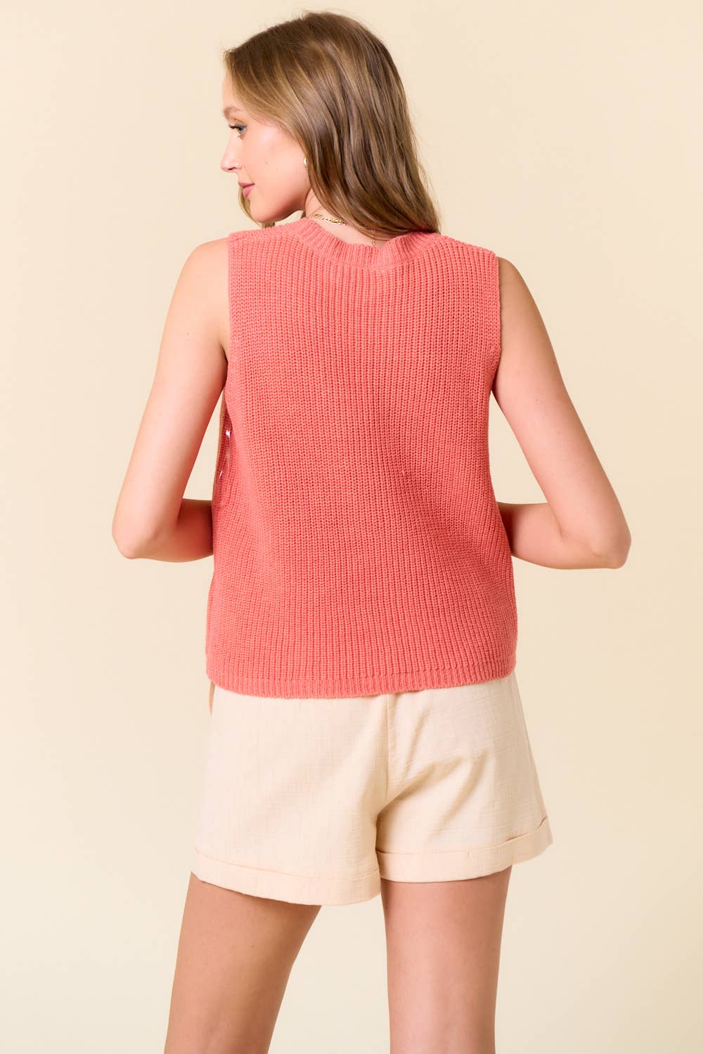 ROUND NECK SUMMER SWEATER TANK TOP