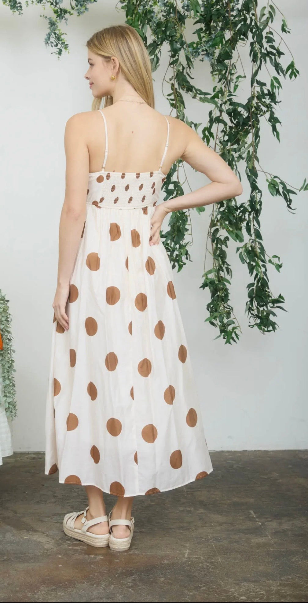 Polka Dot Empire Waist Midi Dress