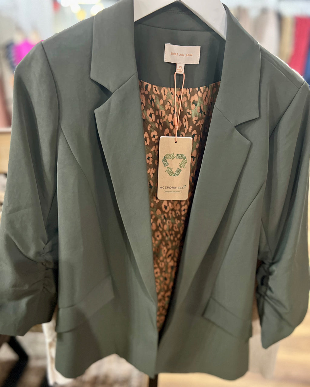 Rouched Sleeve Stretch Blazer