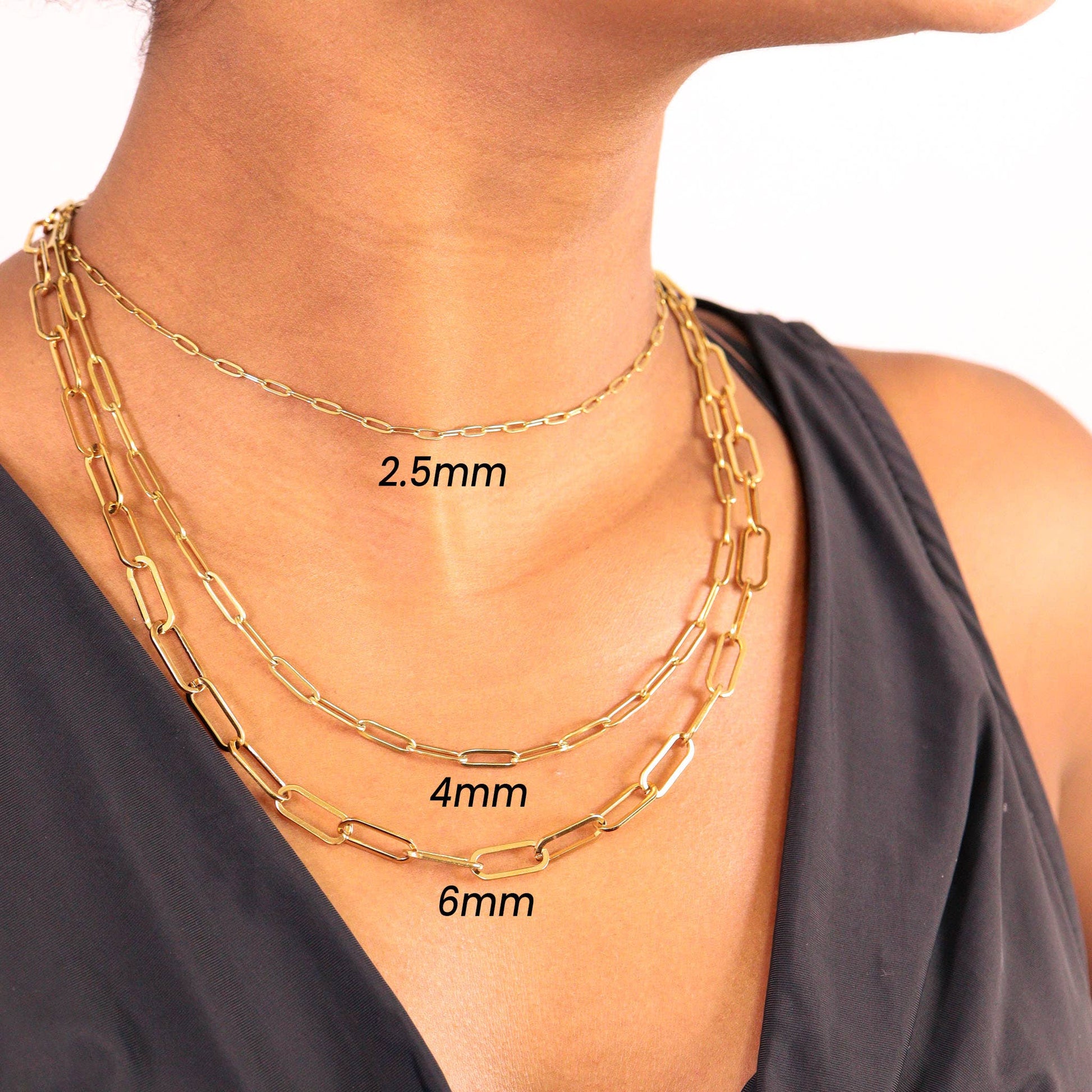 18K Gold Paperclip Chain Necklace: 20+02" / 4mm