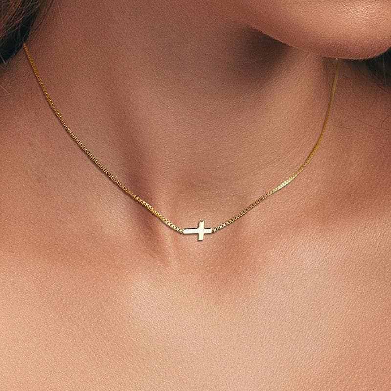 18K STAINLESS STEEL TARNISH FREE CROSS NECKLACE