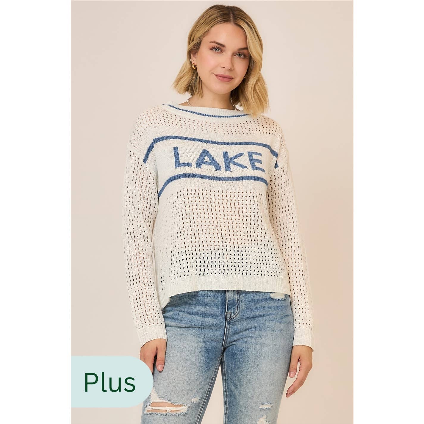 Curvy Open Light Knit LAKE Pullover Sweater