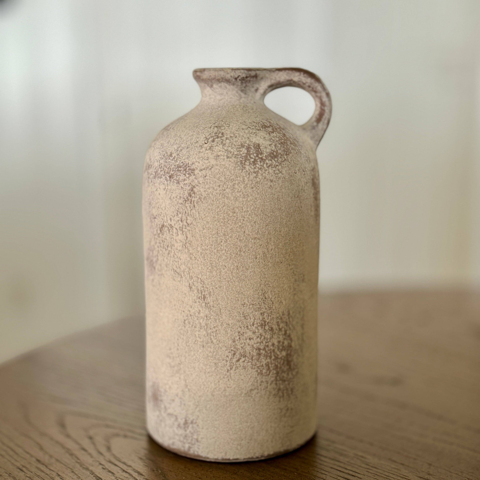 10.5" Cream Single Handle Vase
