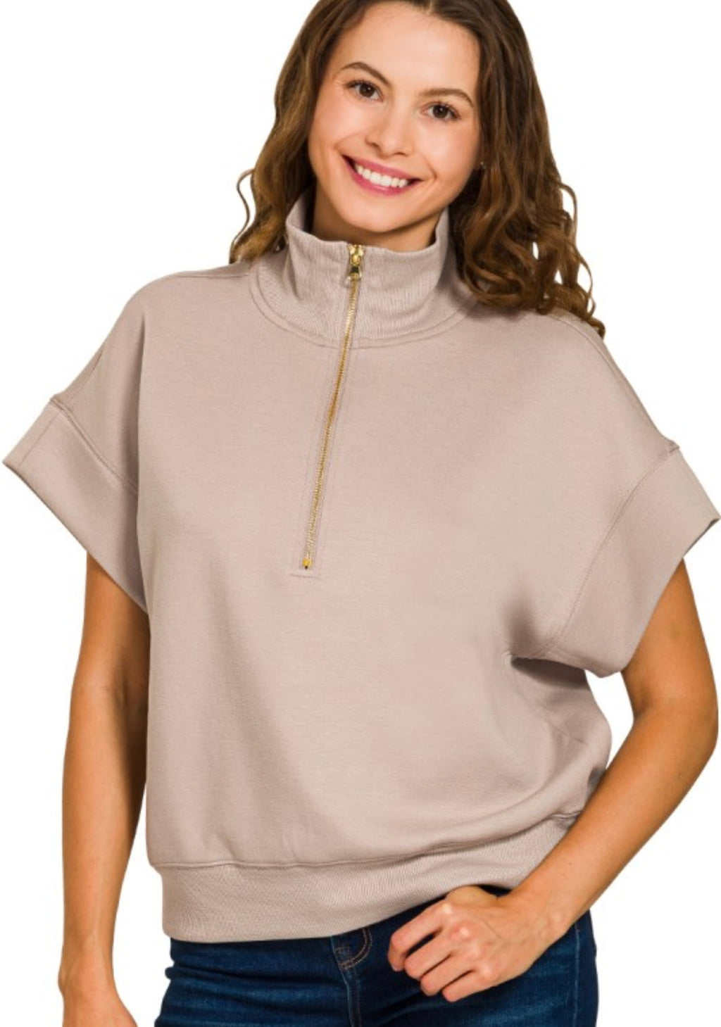 Scuba High Neck Half Zip Short Sleeve Pullover