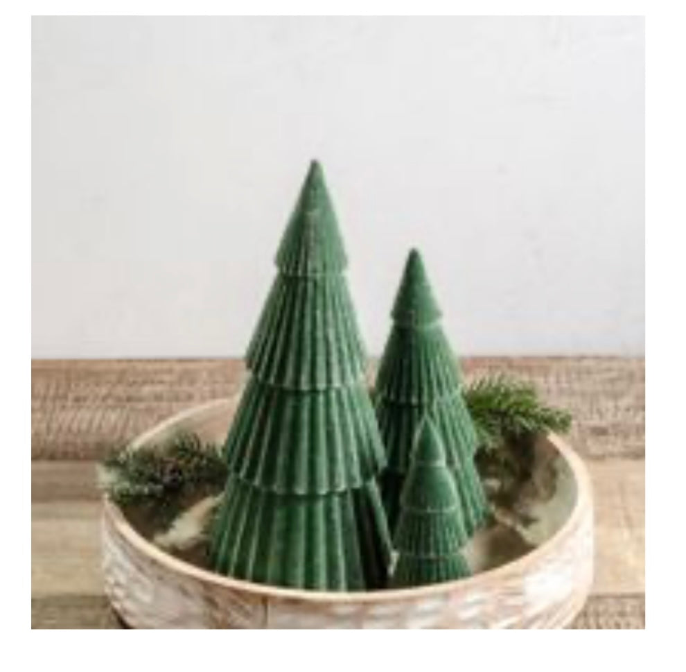 GREEN VELVET FLOCKED TREE SM