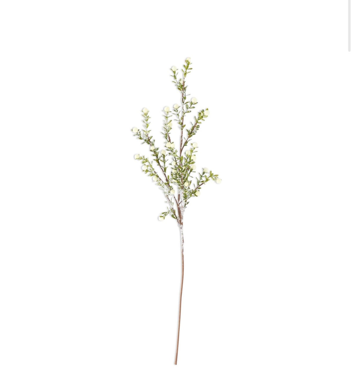 30" Glittered Snowy White Berry Leaf Stem