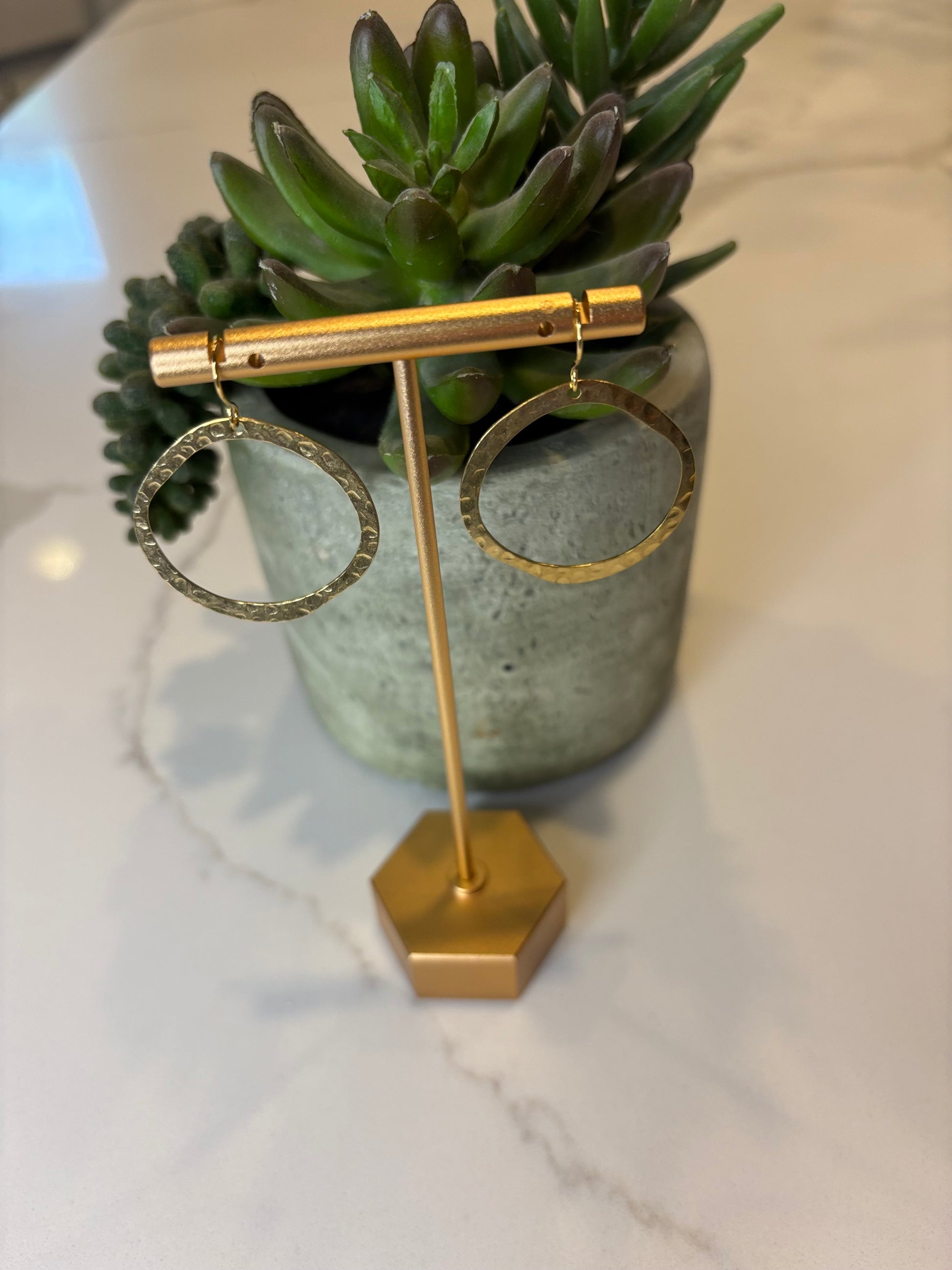 Large Hammered Gold Hoop Earrings