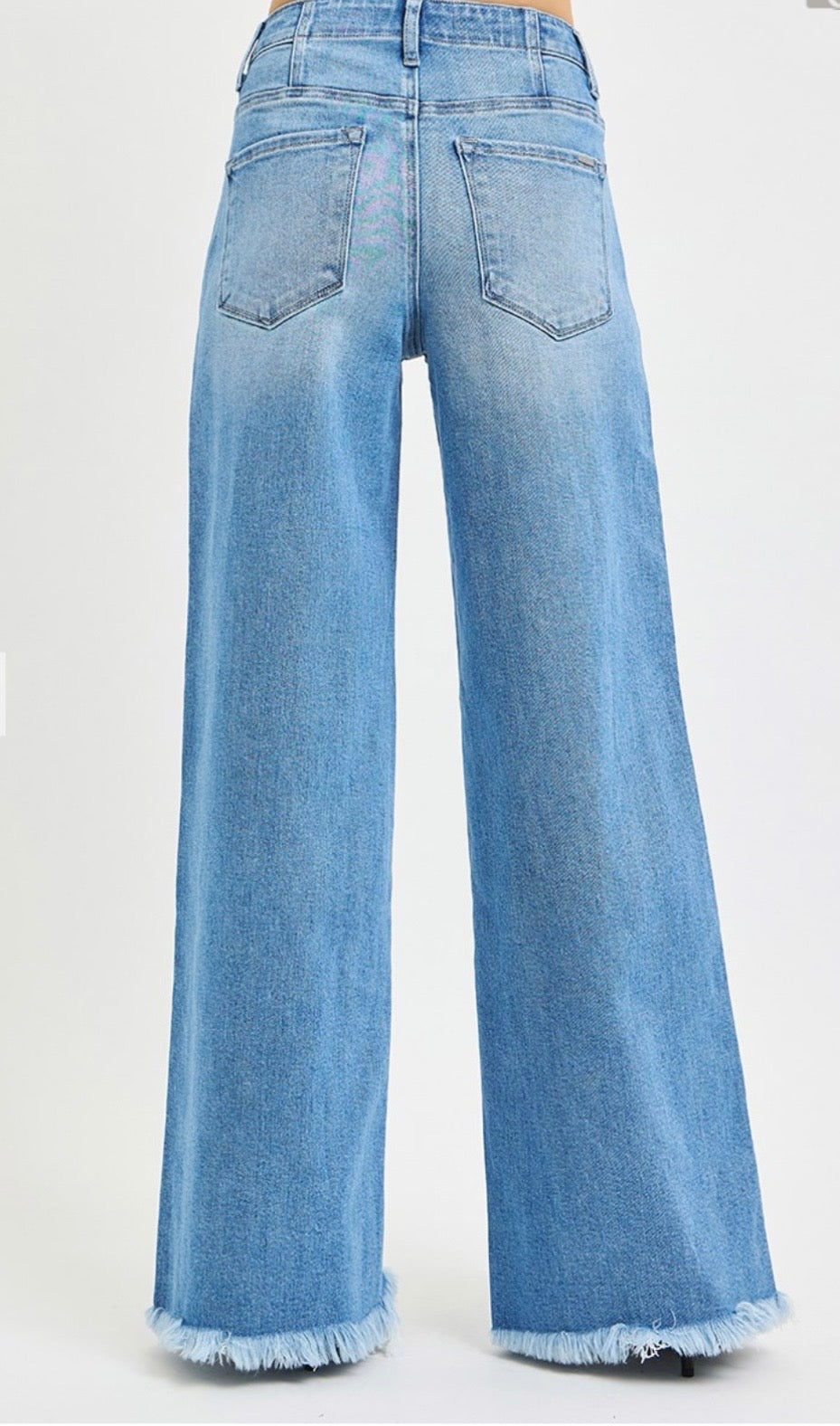Risen High Rise Drawstring Waist Wide Jeans