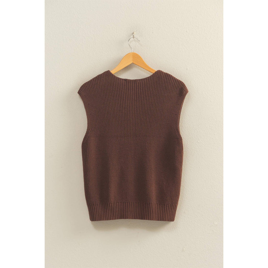 Sleeveless Button-Up Ribbed Vest