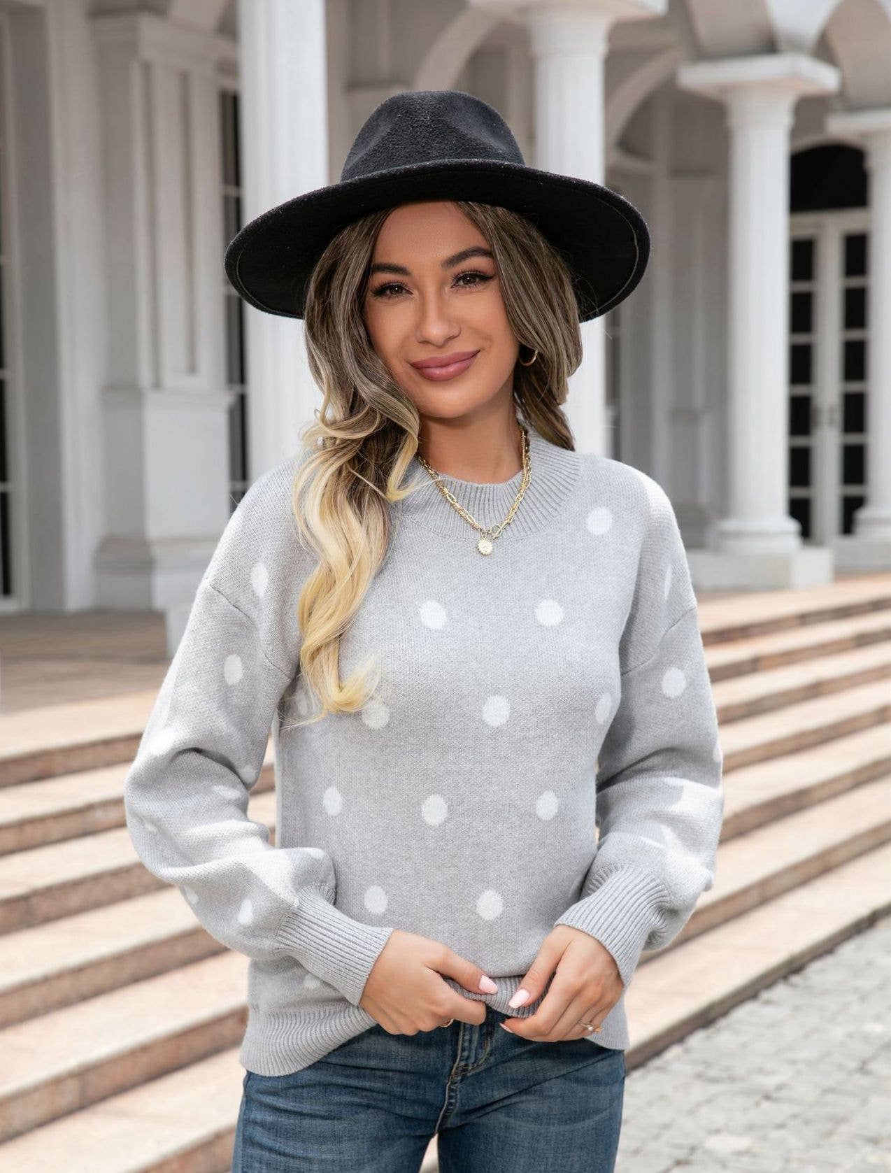 Polka Dot Knit Sweater