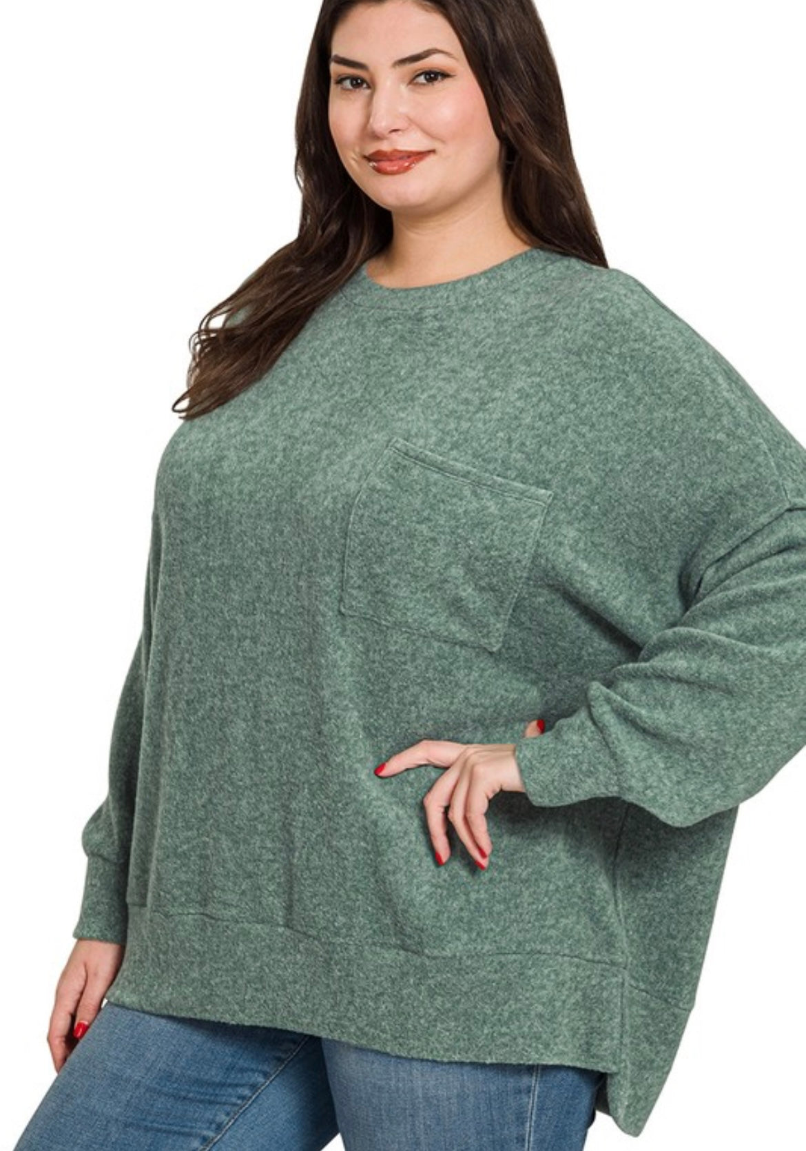 Curvy Brushed Drop Shoulder Sweatshirt