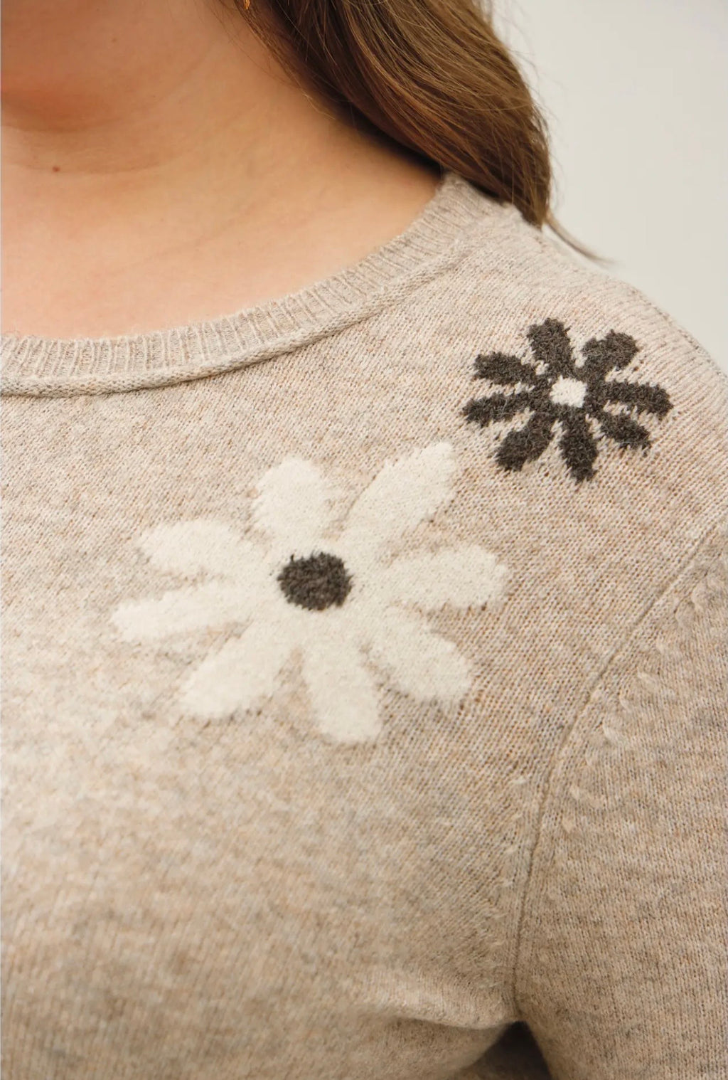 Curvy Wool Blend Floral Sweater