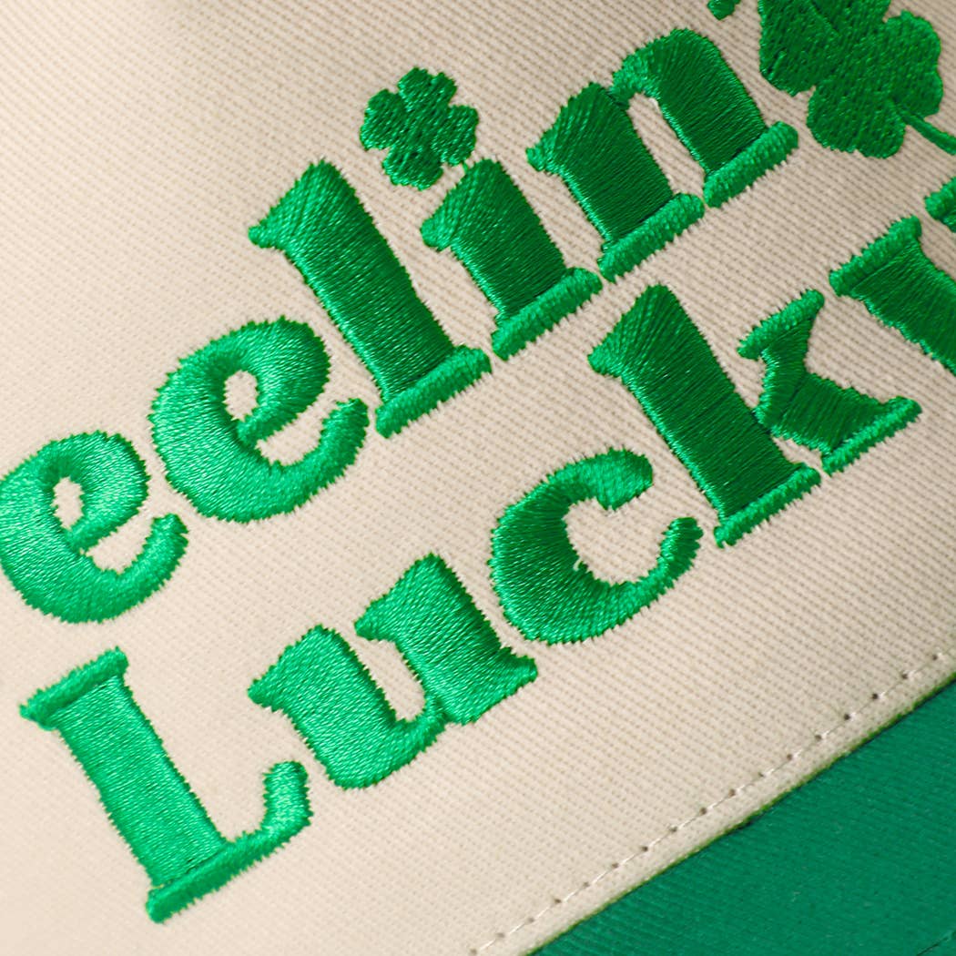 FEELIN LUCKY Embroidery Two-Tone Trucker Hat