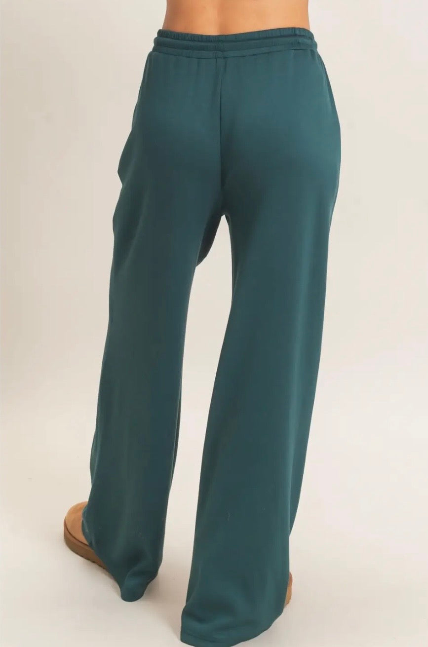 Drawstring Waist Pintuck Wide Leg Pants