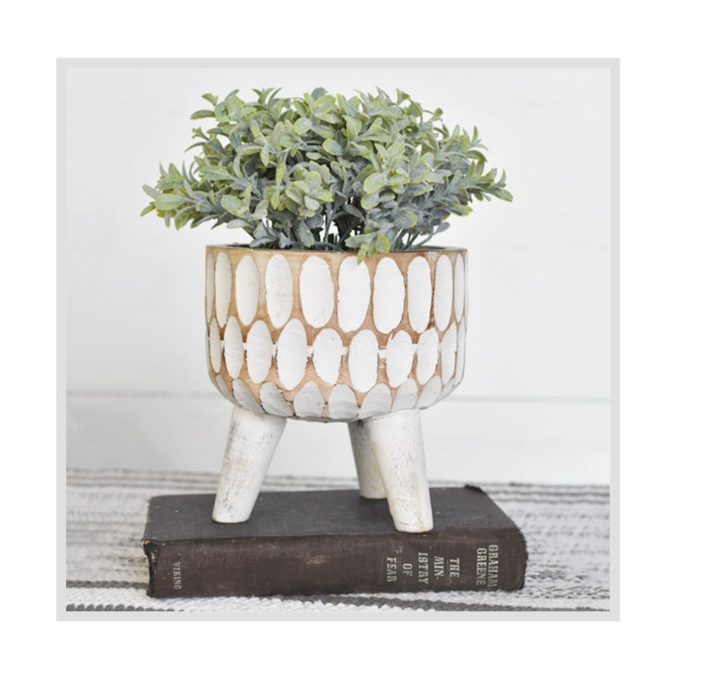 CARVED WOOD PLANTER