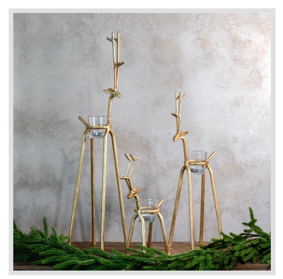 Large Gold Tealight Deer
