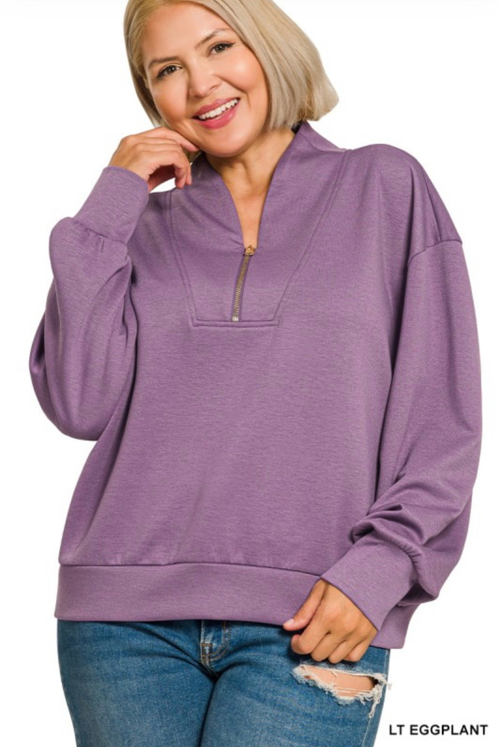 Curvy Scuba Half Zip Pullover