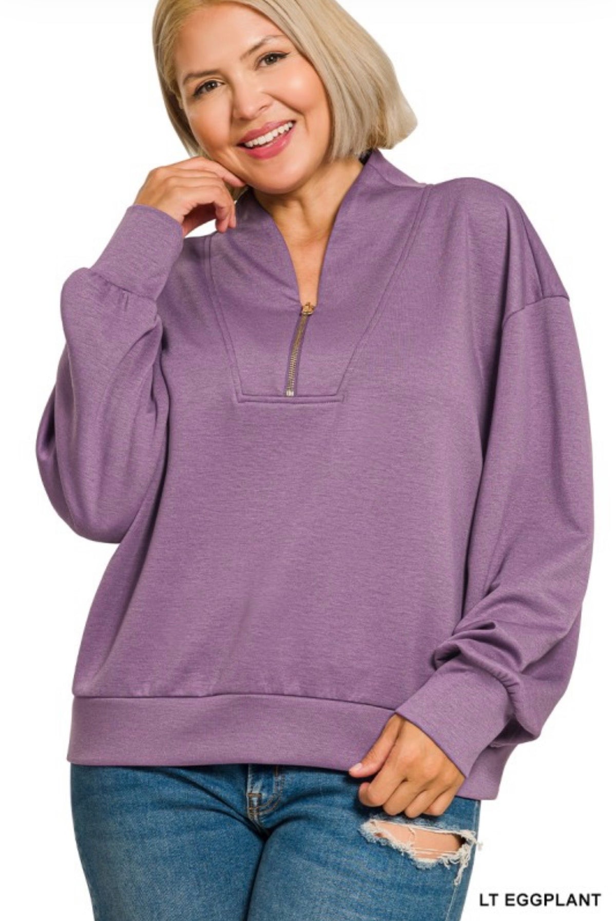 Curvy Scuba Half Zip Pullover