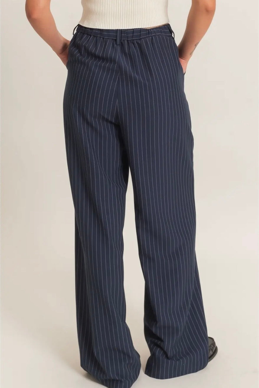 Pinstripe Wide-leg Trousers