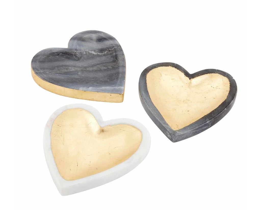 Gold Edge Marble Heart Jewelry Tray
