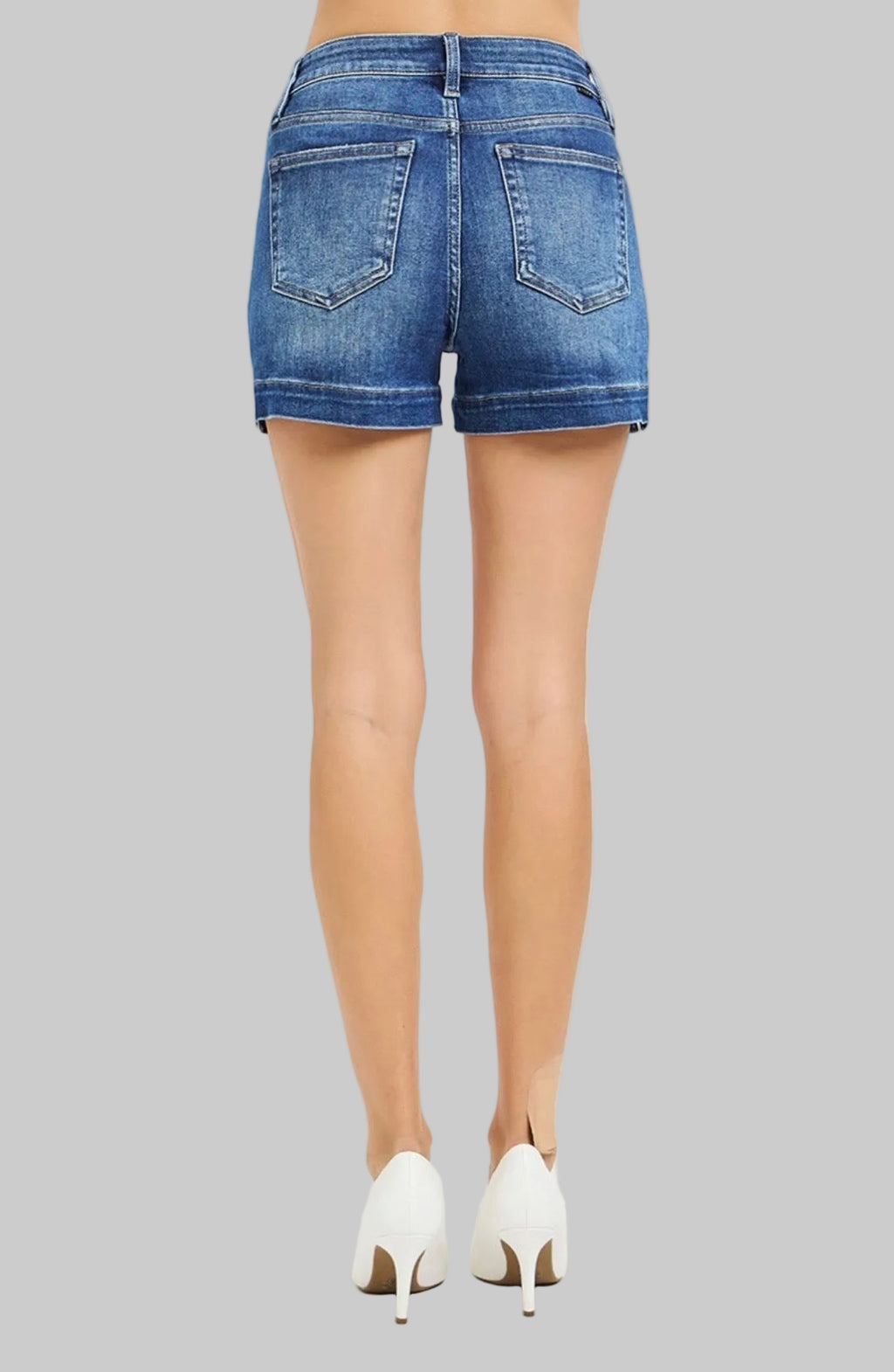 Risen High Rise Side Slit Wide Hem Denim Short
