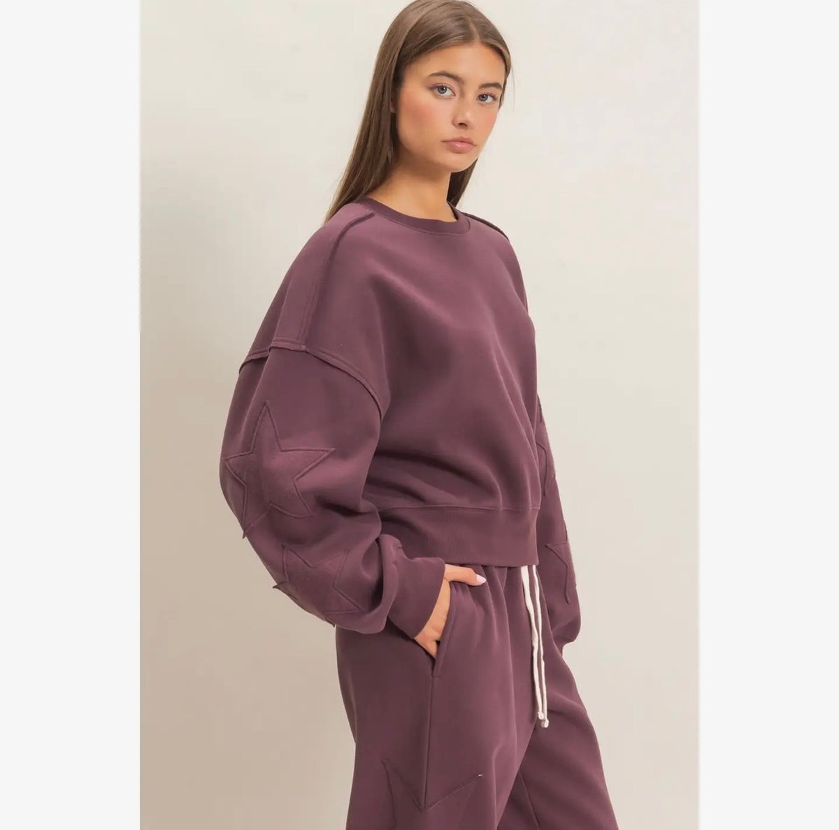 Star Patch Sleeve Sweatshirt