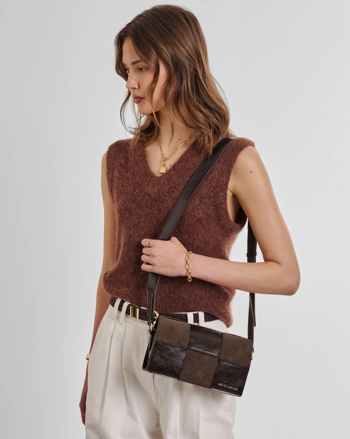 Taya Suedette Crossbody Bag in Bitter Chocolate