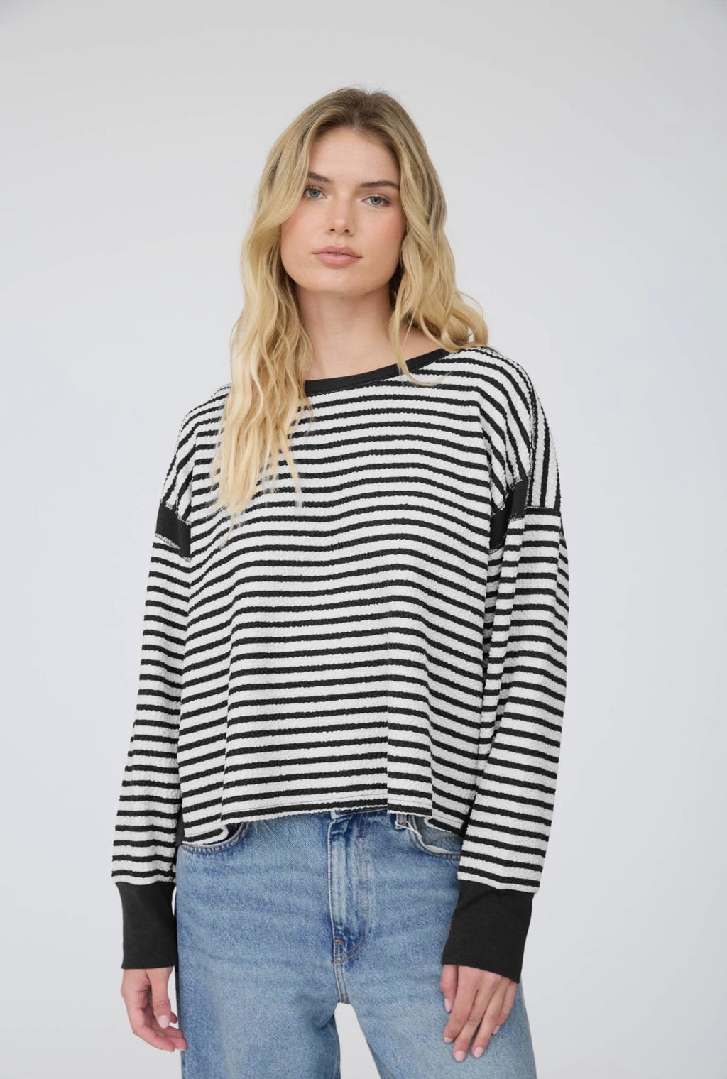Stripe Open Back Knit Top