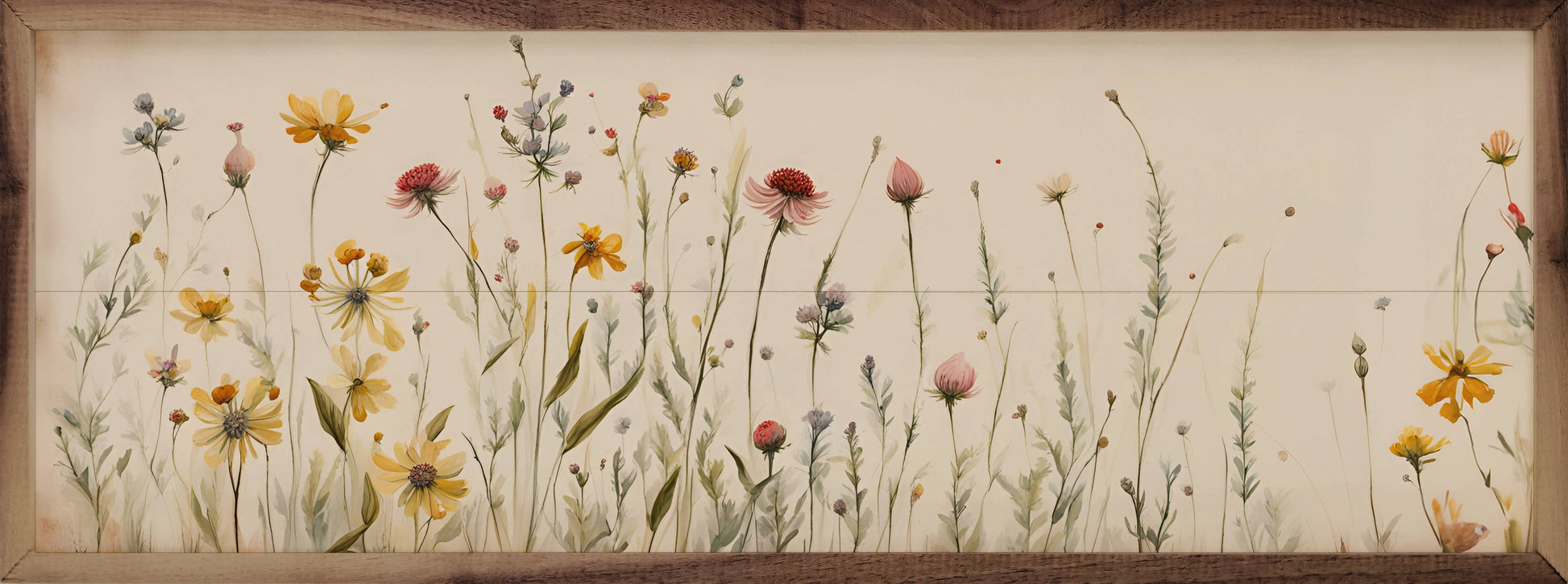 Simple Field Flowers Wooden Sign 12 x 4