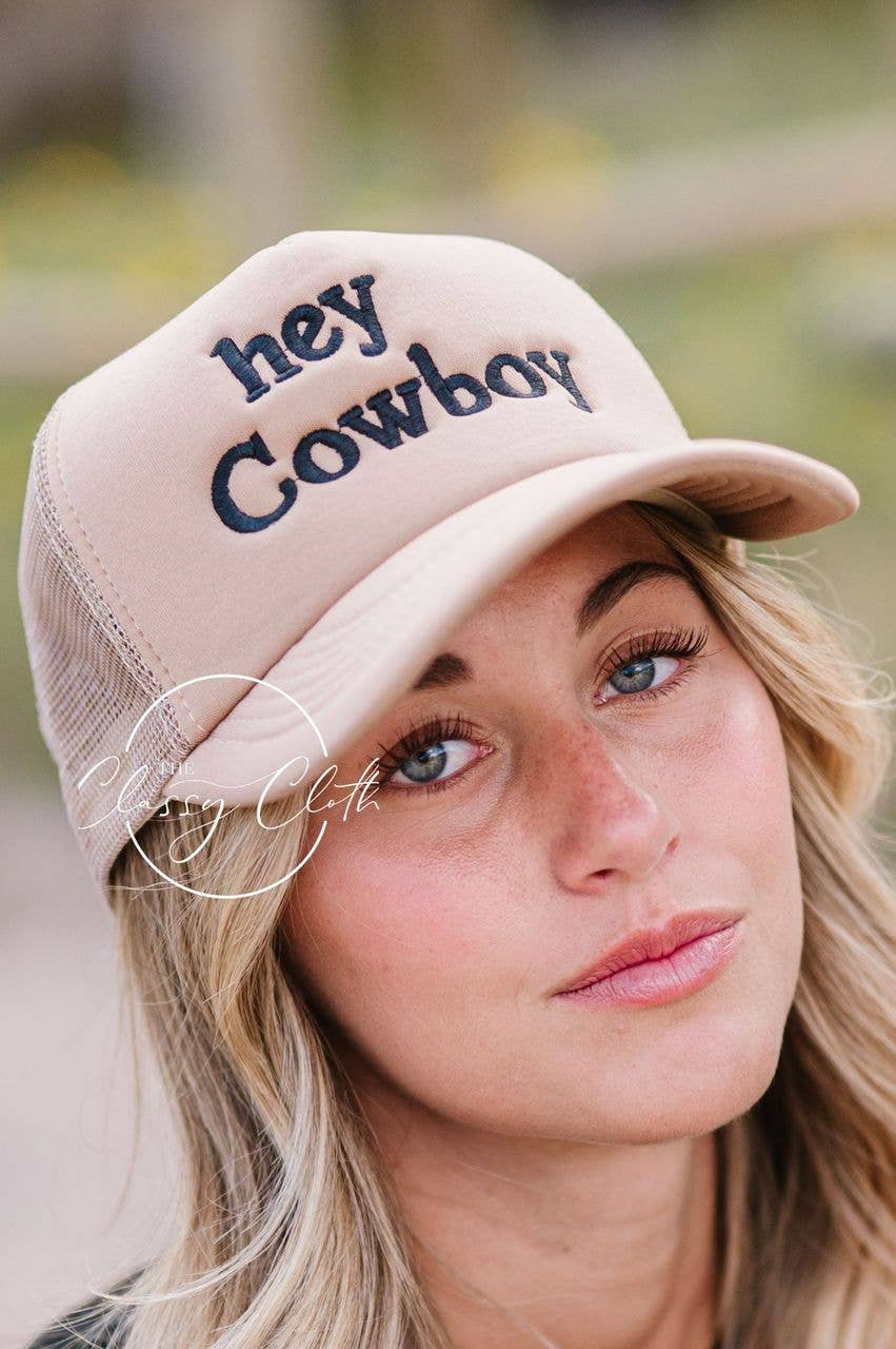 Embroidered Trucker Hat - Hey Cowboy