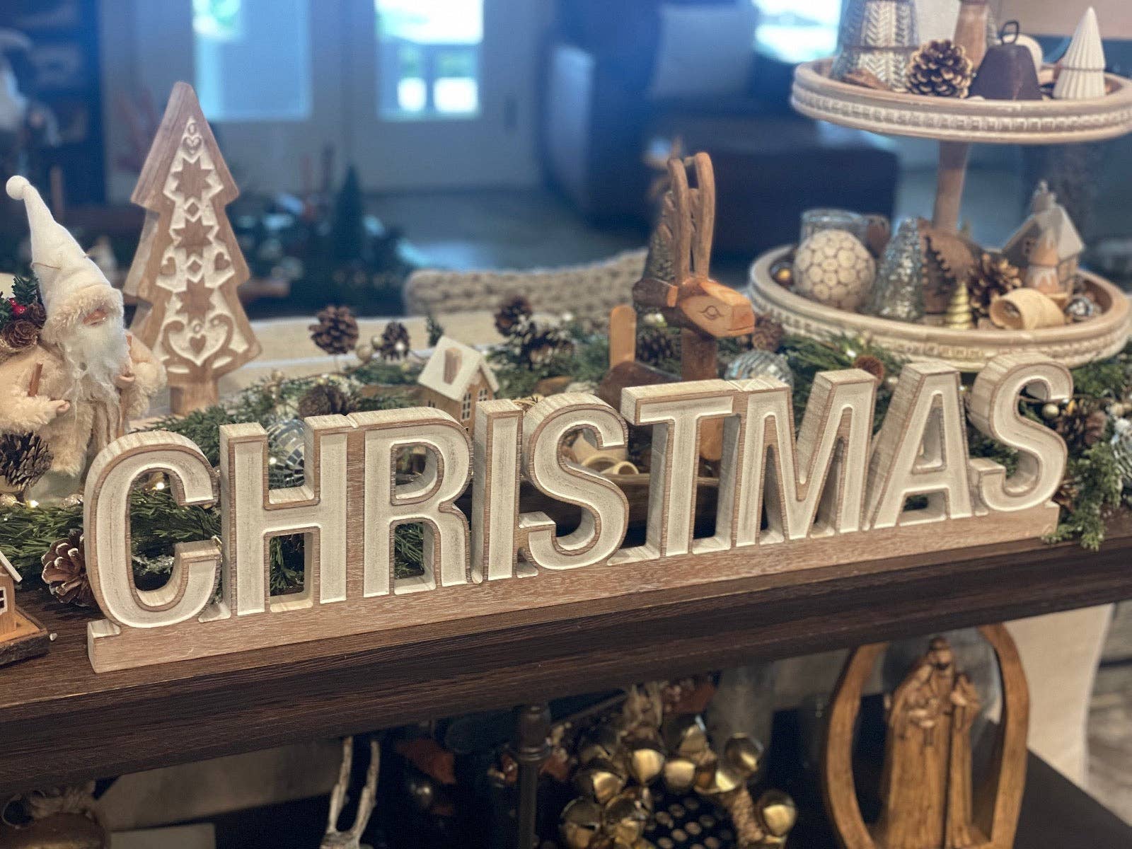 Carved CHRISTMAS on Base