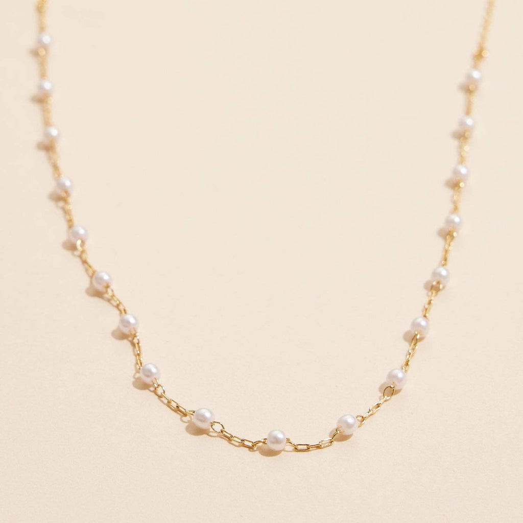 2mm Classic Pearl Link 18K Gold Dipped Necklace