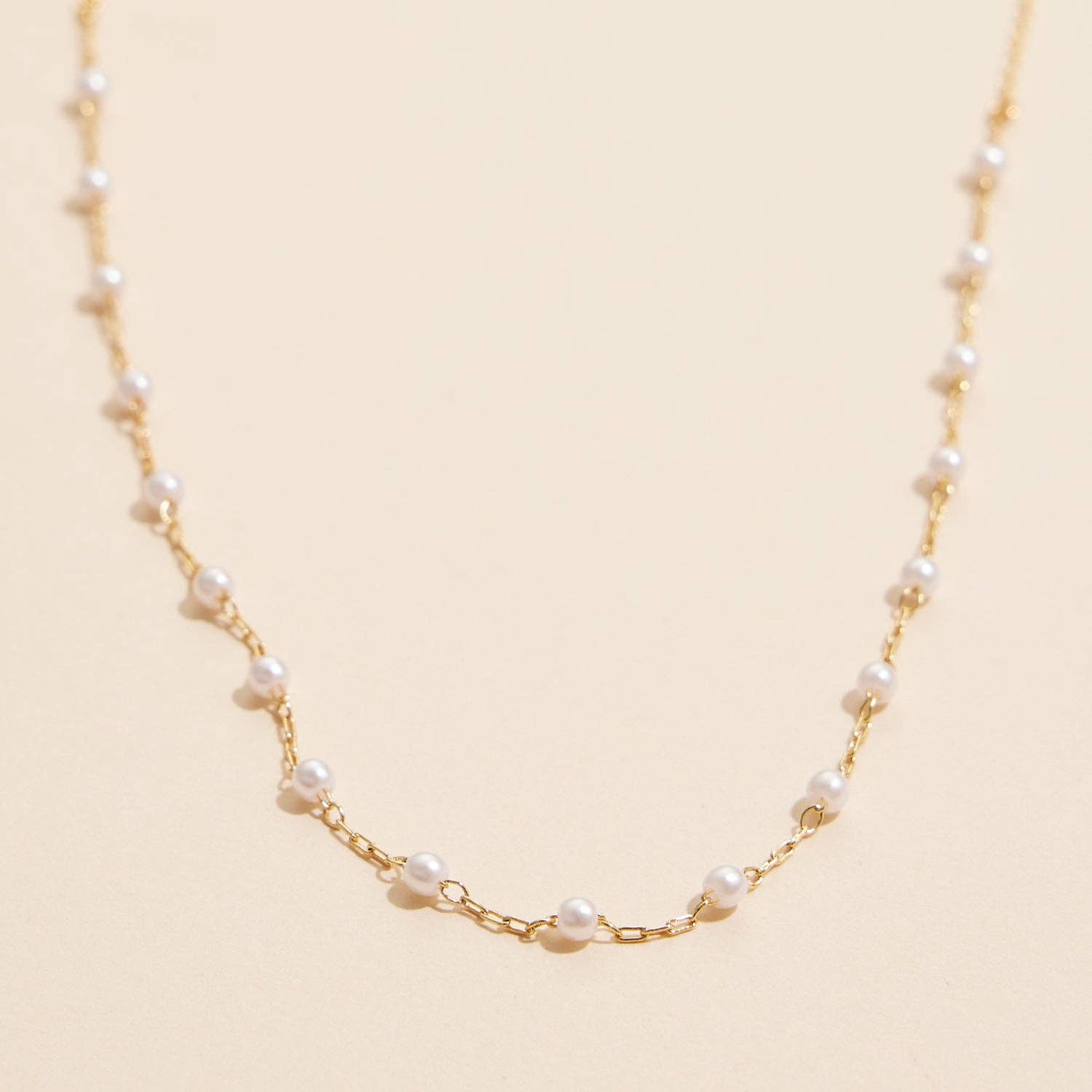 2mm Classic Pearl Link 18K Gold Dipped Necklace