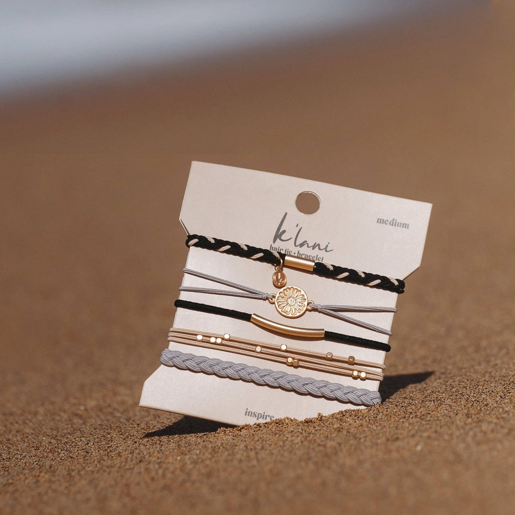 "Inspire" Flower Charm Hair Tie Bracelets