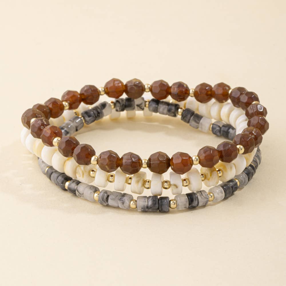 Faceted Bead Trio Stretch Bracelet Set