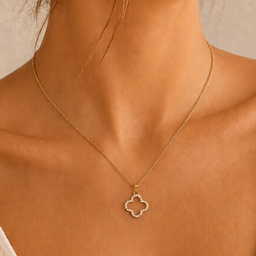 18K STAINLESS STEEL TARNISH FREE CLOVER NECKLACE