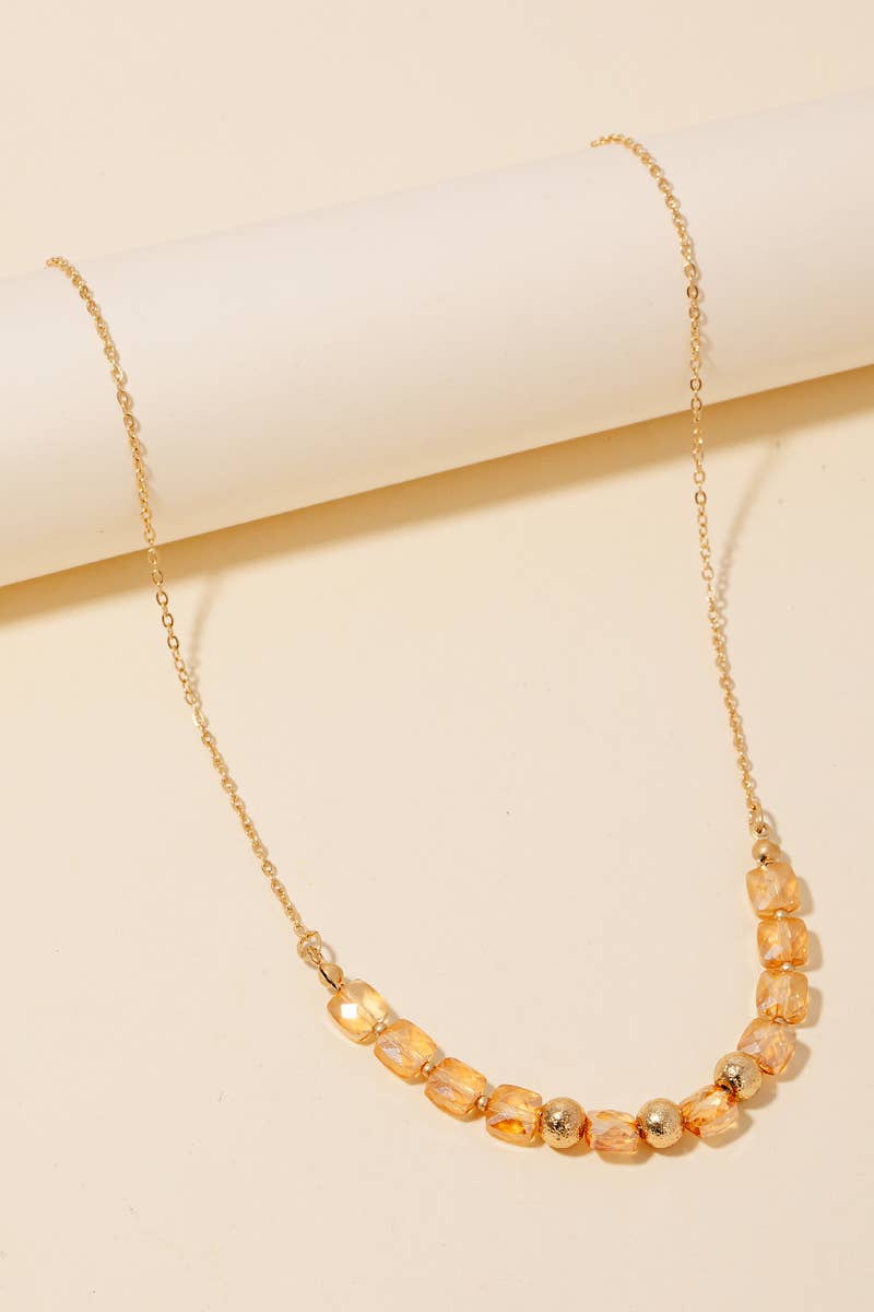 Faceted Glass And Metallic Beads Chain Necklace