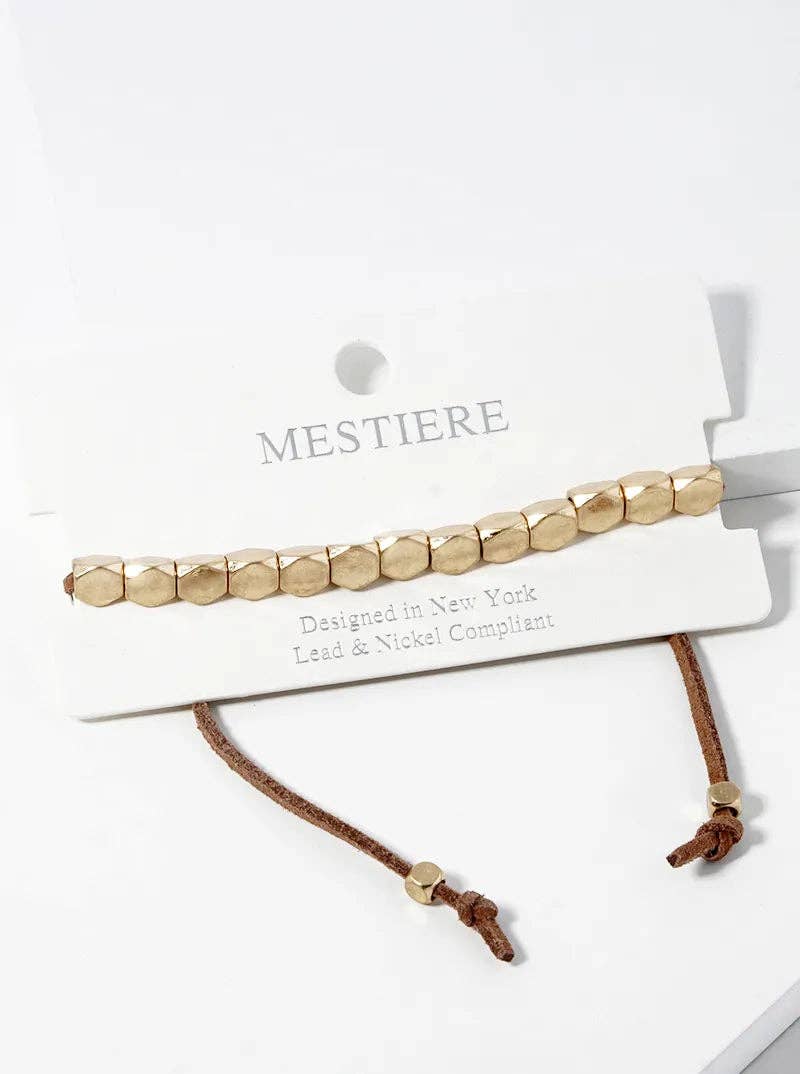 Alloy Metal Pull Tie Suede Adjustable Up To 8 Inch Bracelet