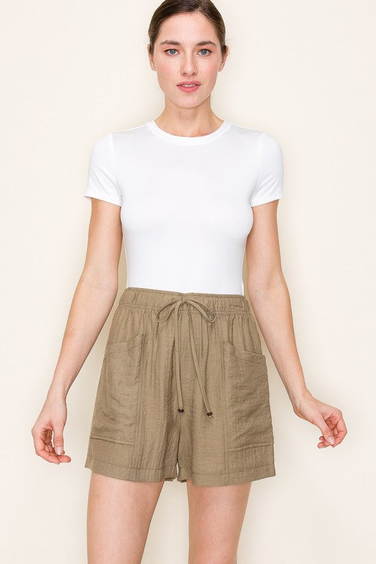 Olive Drawstring waist short