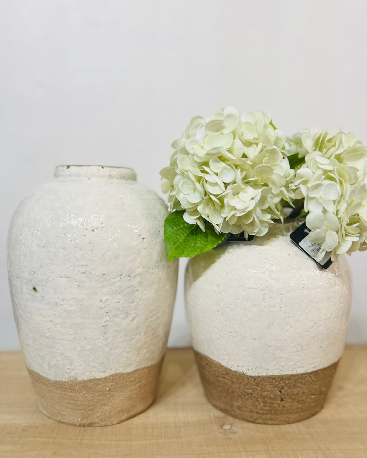 11" FRENCH TAN AND WHITE VASE