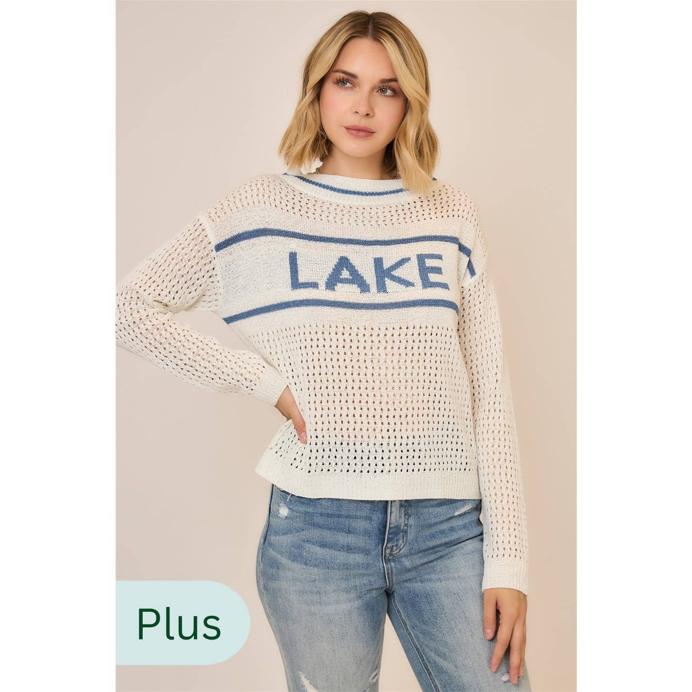 Curvy Open Light Knit LAKE Pullover Sweater