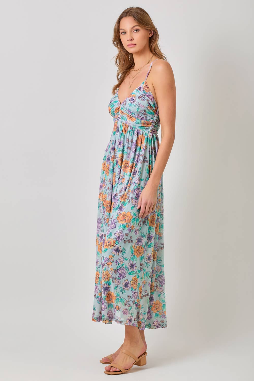 Criss Cross Back Pink Floral Dress