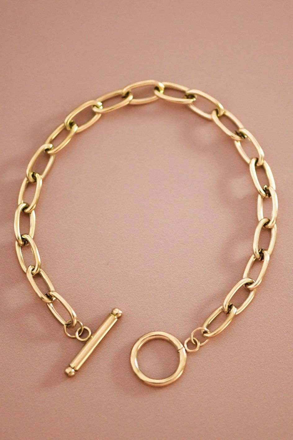 18K Gold Plated Paperclip Chain Stainless Steel Bracelet