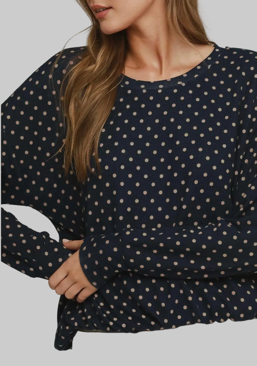 Polka Dot Long Sleeve Bubble Hem Top
