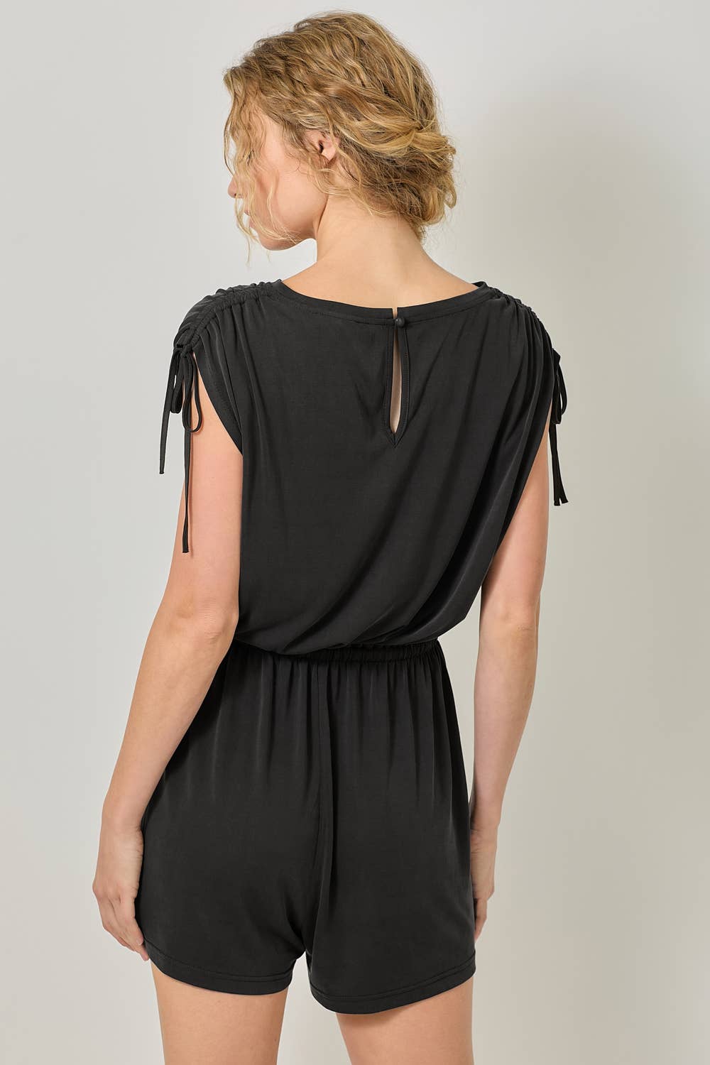 Cinched Shoulder Tie Romper