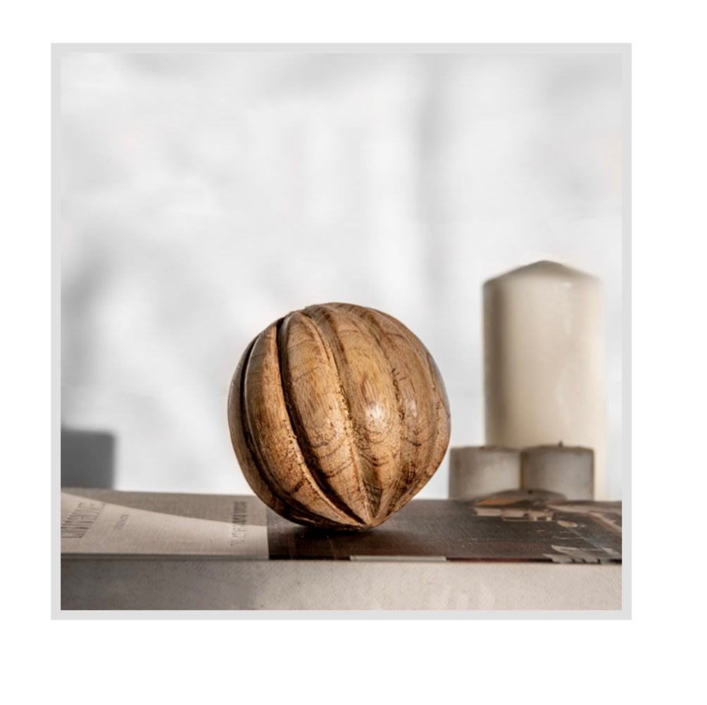4" Carved Wood Ball
