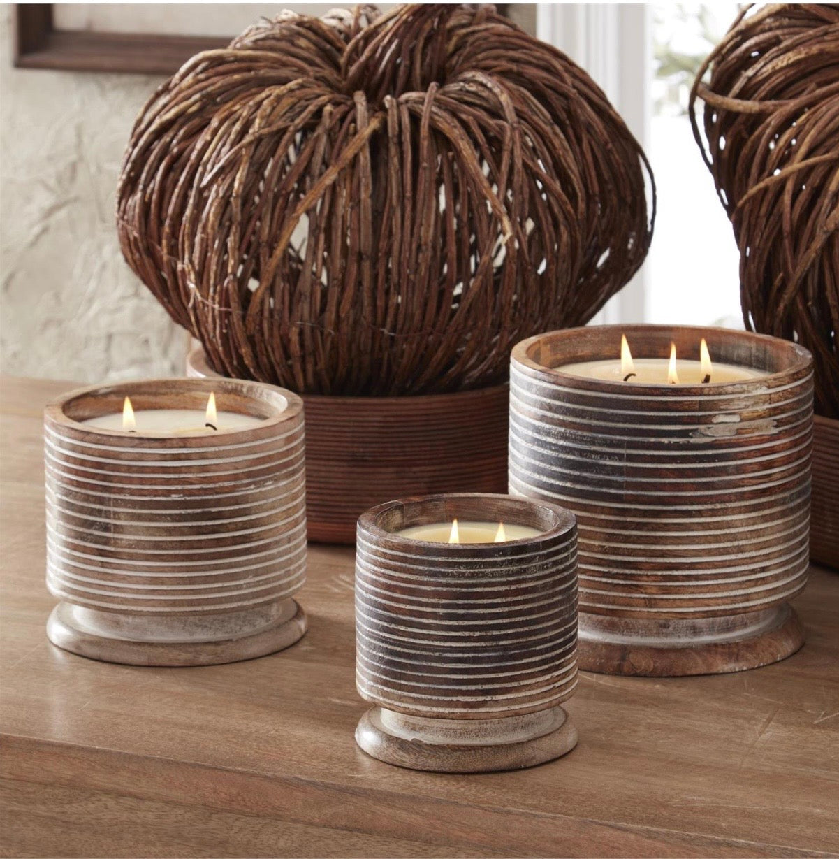 Whitewashed Wood 2-wick Candle