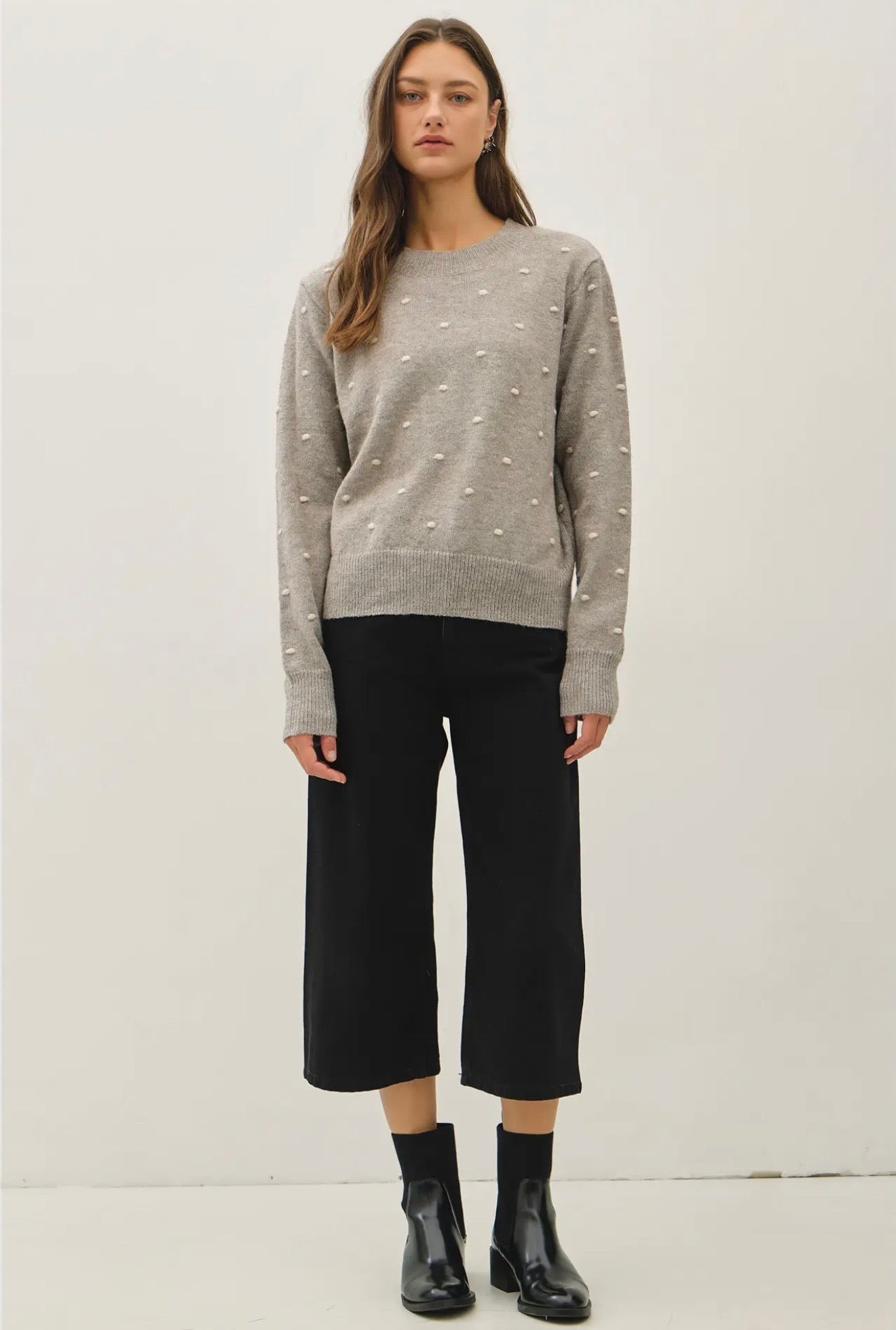 Cozy Dotted Knit Crewneck