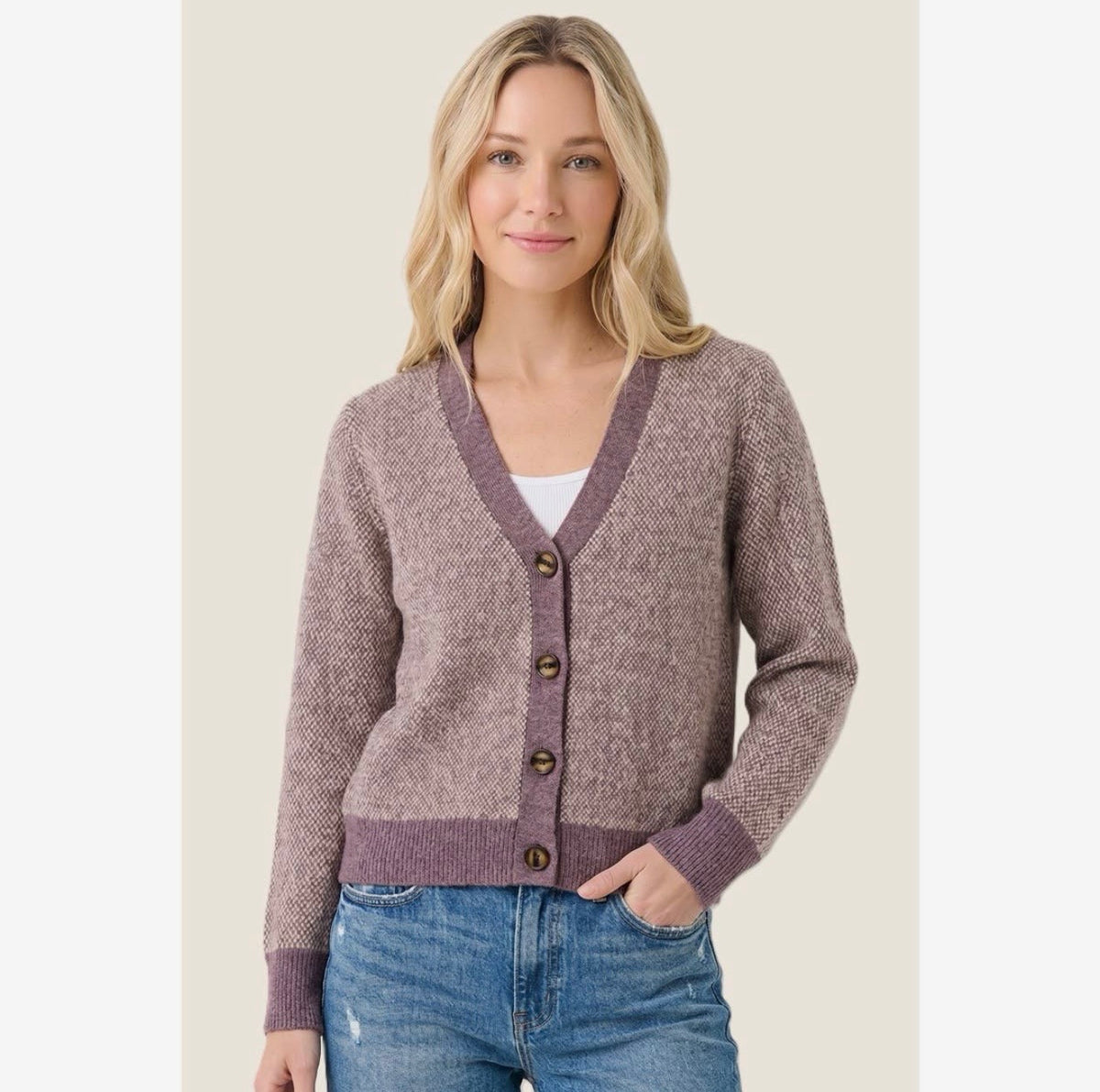 Textured Button Front Cardigan