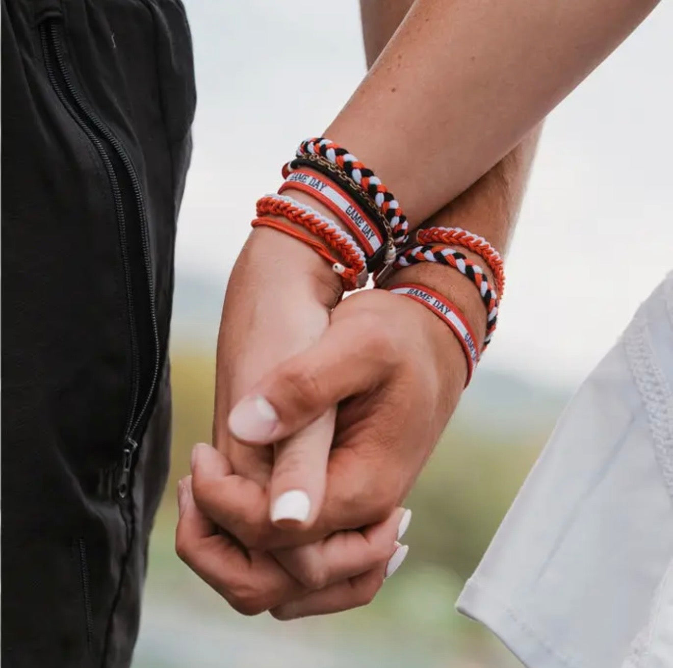 Red, Black & White "Game Day" Hair Tie Bracelets